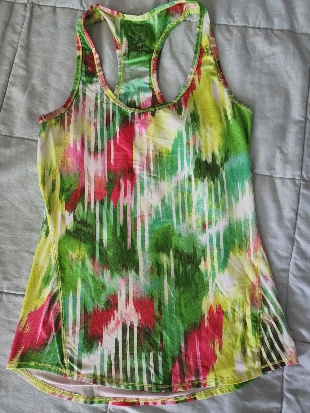 Athleta Green Multi-Color Racerback Tank Top